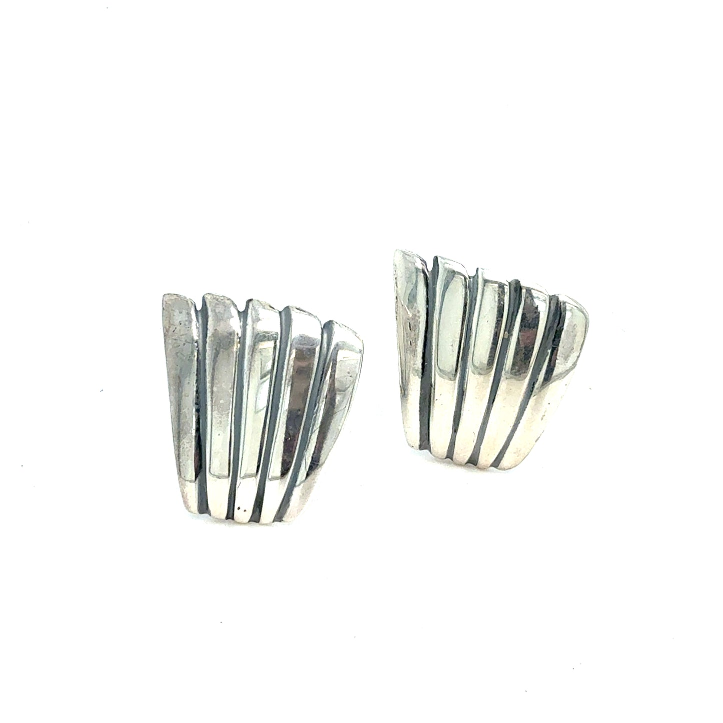 Tiffany & Co Estate Fan Clip on Earrings Sterling Silver TIF968