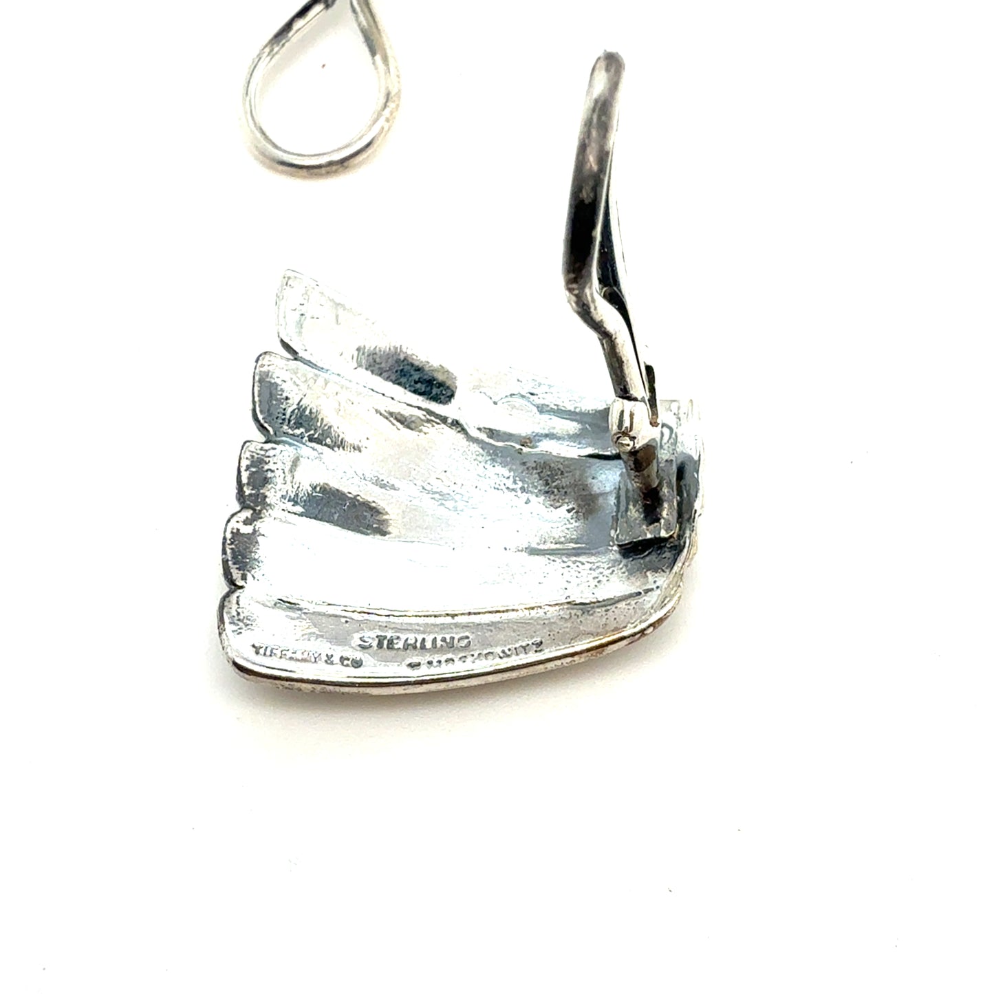 Tiffany & Co Estate Fan Clip on Earrings Sterling Silver TIF968
