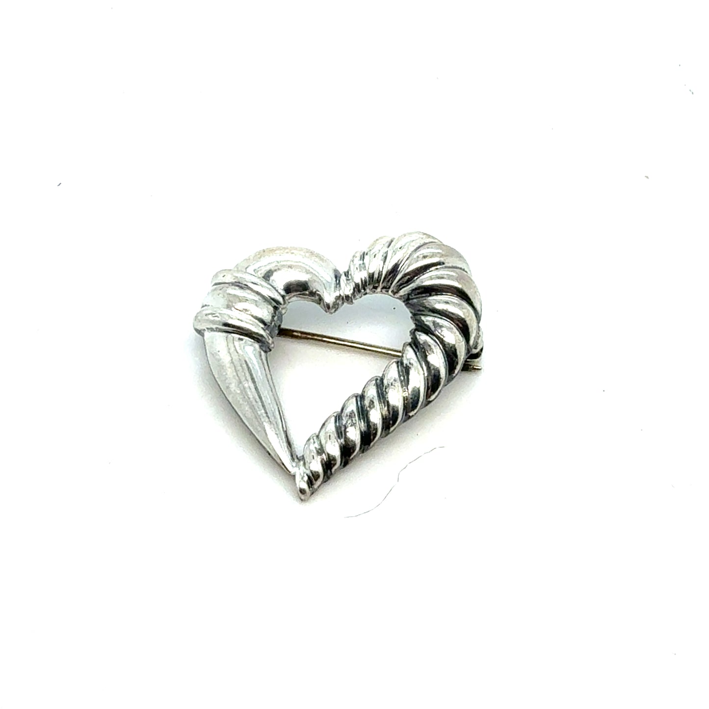 Tiffany & Co Estate Heart Brooch Pin Sterling Silver TIF971
