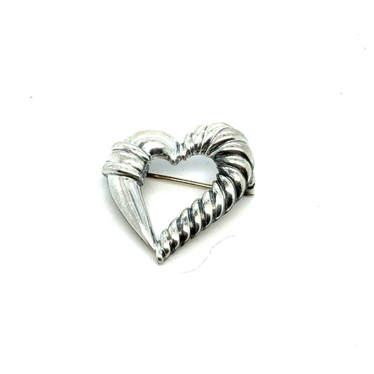 Tiffany & Co Estate Heart Brooch Pin Sterling Silver TIF971