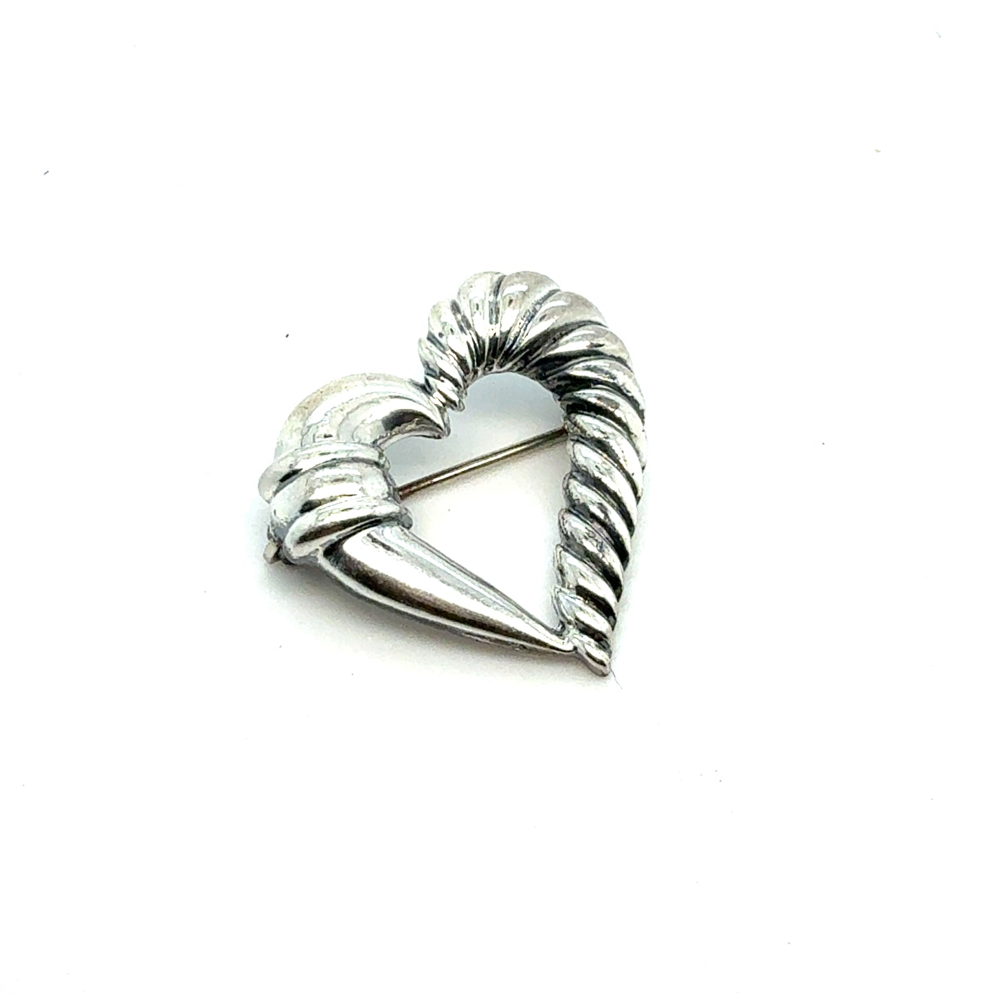 Tiffany & Co Estate Heart Brooch Pin Sterling Silver TIF971