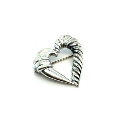 Tiffany & Co Estate Heart Brooch Pin Sterling Silver TIF971