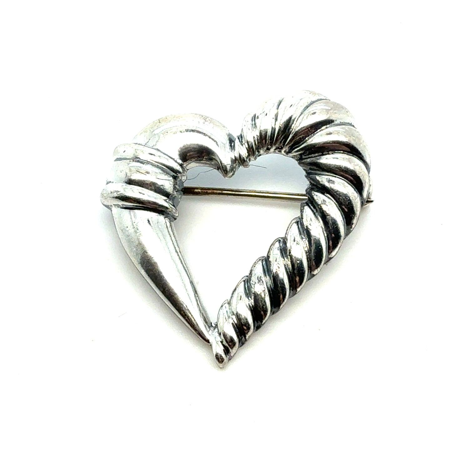 Tiffany & Co Estate Heart Brooch Pin Sterling Silver TIF971