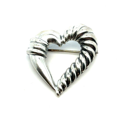 Tiffany & Co Estate Heart Brooch Pin Sterling Silver TIF971