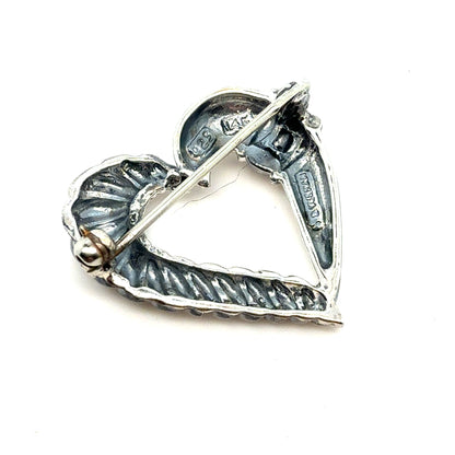 Tiffany & Co Estate Heart Brooch Pin Sterling Silver TIF971
