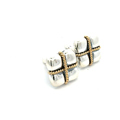 Tiffany & Co Estate Cufflinks Sterling Silver + 18K Gold TIF990