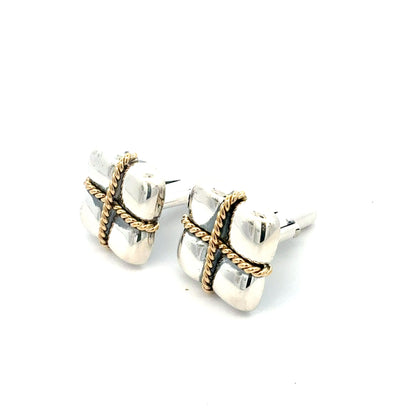 Tiffany & Co Estate Cufflinks Sterling Silver + 18K Gold TIF990