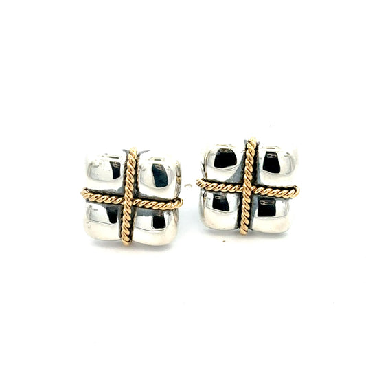 Tiffany & Co Estate Cufflinks Sterling Silver + 18K Gold TIF990