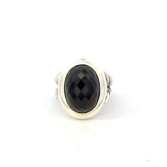 David Yurman Albion Onyx Ring Size 8 Sterling Silver Estate DY595