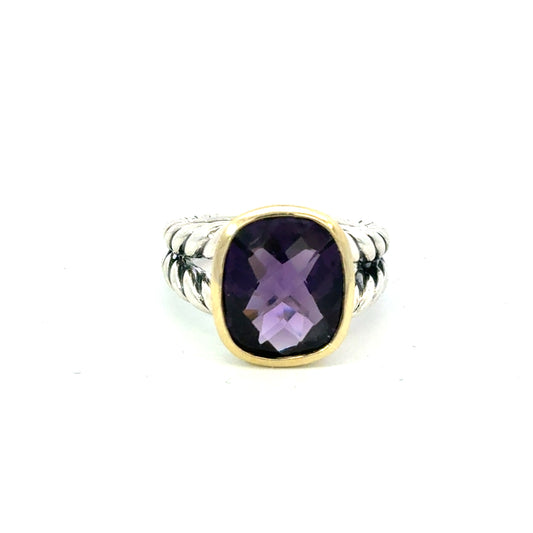David Yurman Black Orquid Ring Size 6.75 18k Gold & Silver Estate DY596