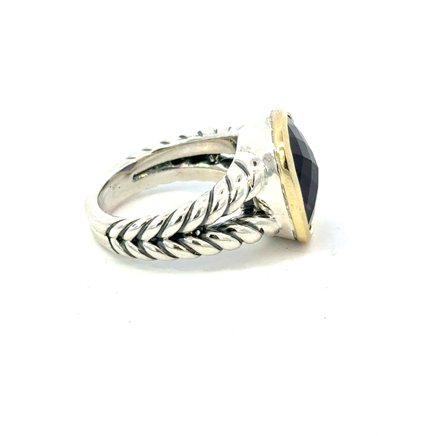David Yurman Black Orquid Ring Size 6.75 18k Gold & Silver Estate DY596