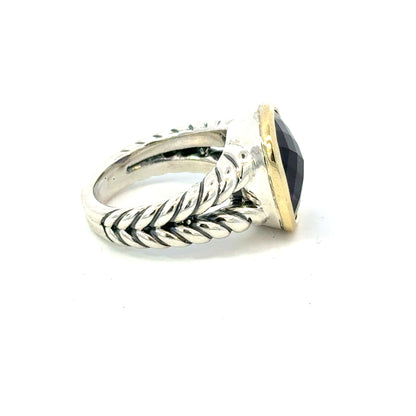David Yurman Black Orquid Ring Size 6.75 18k Gold & Silver Estate DY596