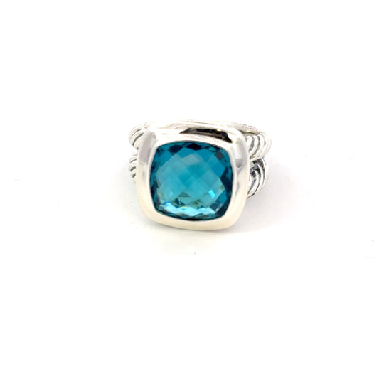 David Yurman Albion London Blue Topaz Ring Size 6 Sterling Silver Estate DY597