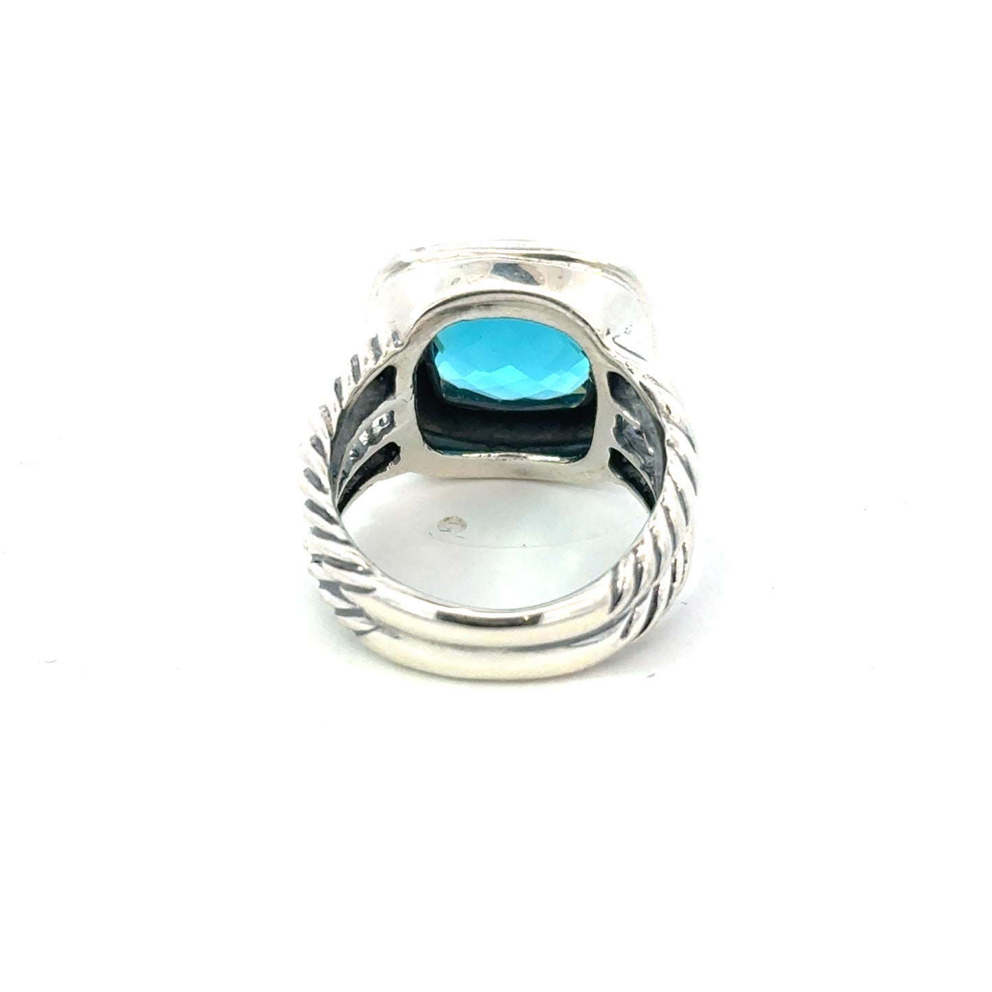David Yurman Albion London Blue Topaz Ring Size 6 Sterling Silver Estate DY597