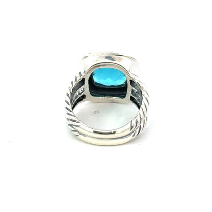 David Yurman Albion London Blue Topaz Ring Size 6 Sterling Silver Estate DY597