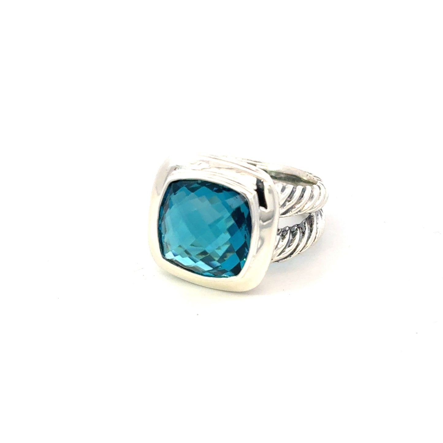 David Yurman Albion London Blue Topaz Ring Size 6 Sterling Silver Estate DY597