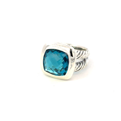 David Yurman Albion London Blue Topaz Ring Size 6 Sterling Silver Estate DY597