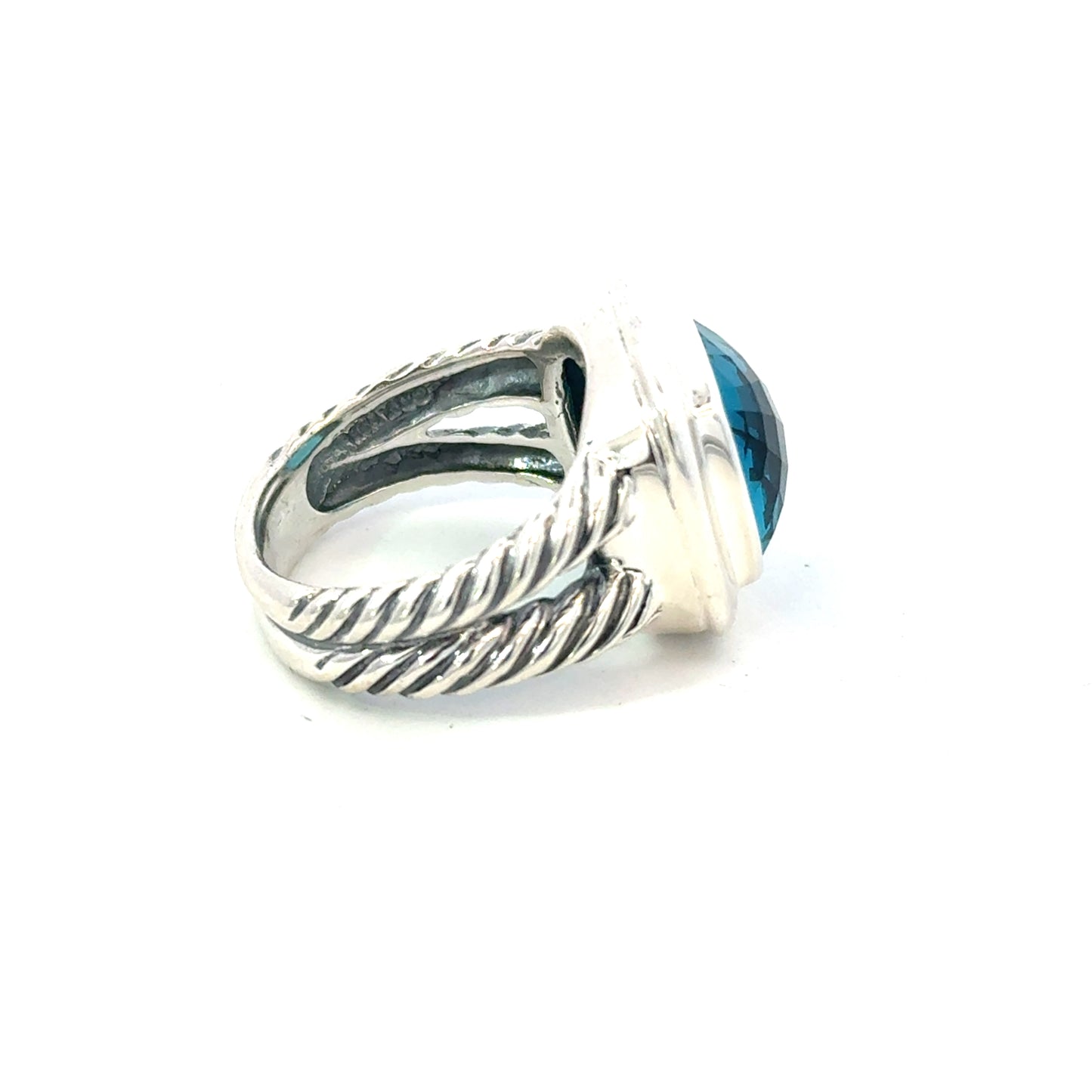 David Yurman Albion London Blue Topaz Ring Size 6 Sterling Silver Estate DY597