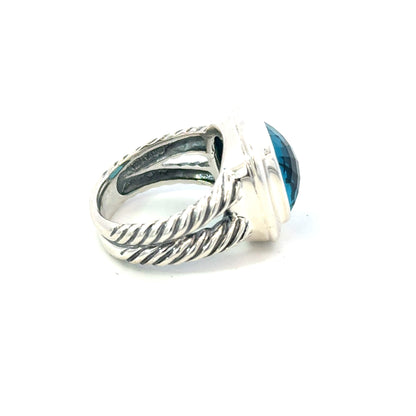David Yurman Albion London Blue Topaz Ring Size 6 Sterling Silver Estate DY597
