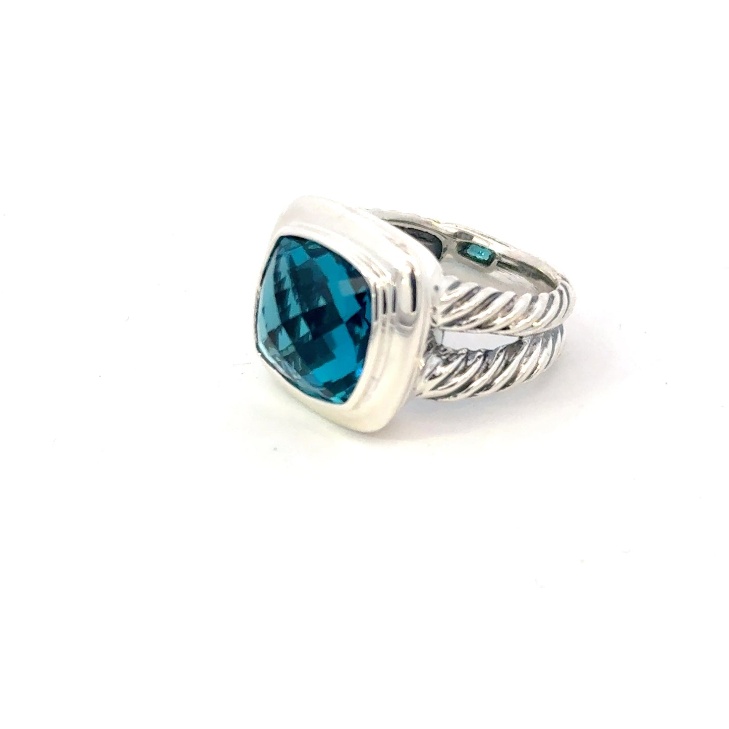 David Yurman Albion London Blue Topaz Ring Size 6 Sterling Silver Estate DY597