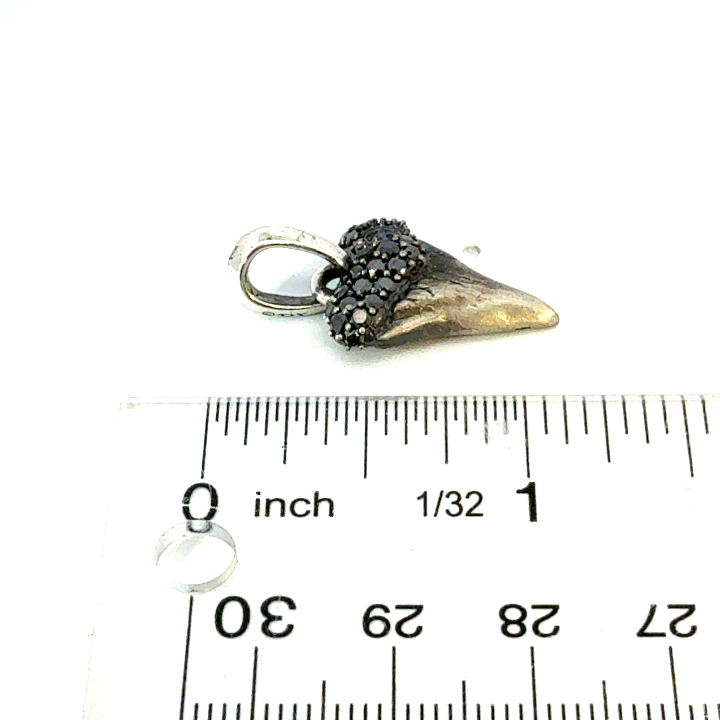 David Yurman Black Diamond Tooth Pendant Sterling Silver Estate DY621