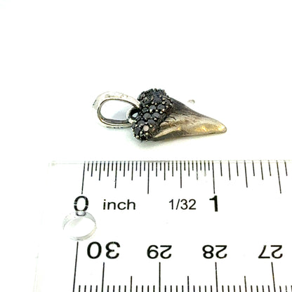David Yurman Black Diamond Tooth Pendant Sterling Silver Estate DY621
