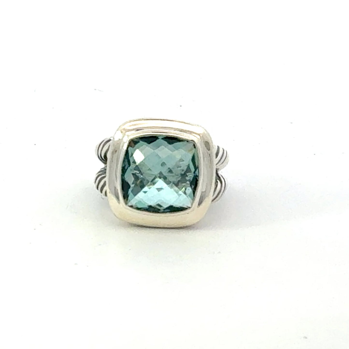 David Yurman Blue Topaz Albion Ring Size 10, 14 mm Sterling Silver Estate DY646