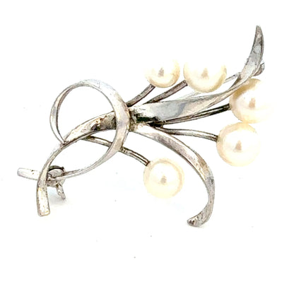 Mikimoto Akoya Pearl Brooch 6.15 mm Sterling Silver Estate M456