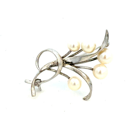 Mikimoto Akoya Pearl Brooch 6.15 mm Sterling Silver Estate M456