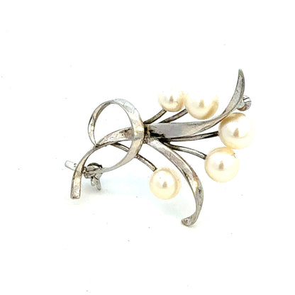 Mikimoto Akoya Pearl Brooch 6.15 mm Sterling Silver Estate M456