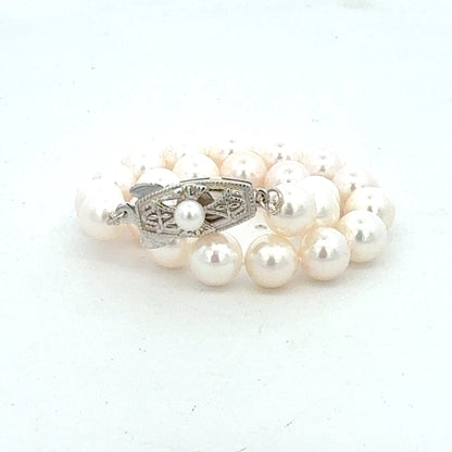 Mikimoto Akoya Pearl Bracelet 7" 7 mm Sterling Silver Estate M457