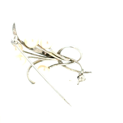 Mikimoto Akoya Pearl Brooch 6.15 mm Sterling Silver Estate M456