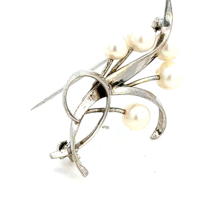 Mikimoto Akoya Pearl Brooch 6.15 mm Sterling Silver Estate M456