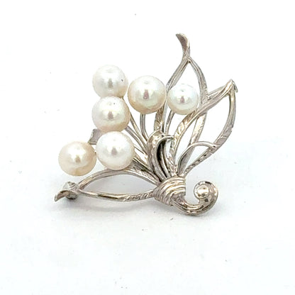Mikimoto Akoya Pearl Brooch 6.20 mm Sterling Silver Estate M458