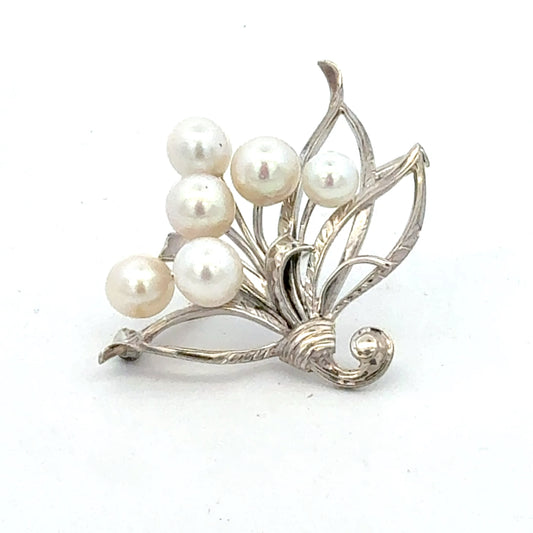 Mikimoto Akoya Pearl Brooch 6.20 mm Sterling Silver Estate M458