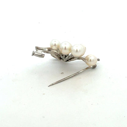 Mikimoto Akoya Pearl Brooch 6.20 mm Sterling Silver Estate M458