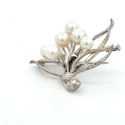 Mikimoto Akoya Pearl Brooch 6.20 mm Sterling Silver Estate M458