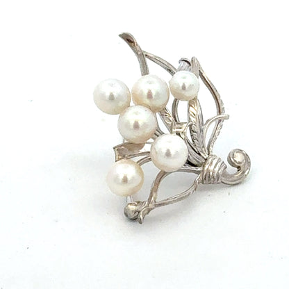 Mikimoto Akoya Pearl Brooch 6.20 mm Sterling Silver Estate M458