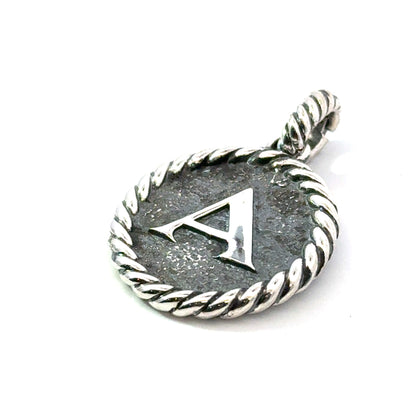 David Yurman Letter A Amulet Sterling Silver Estate DY729