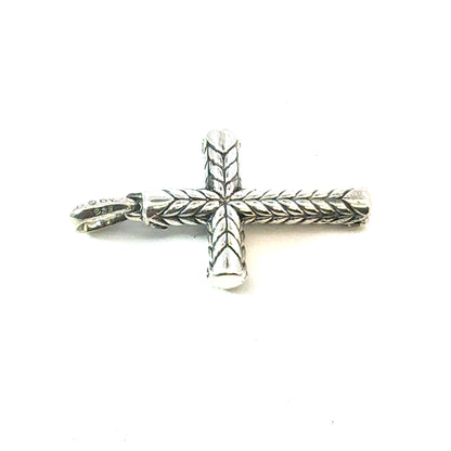 David Yurman Black Diamond Cross Pendant Sterling Silver Estate DY656