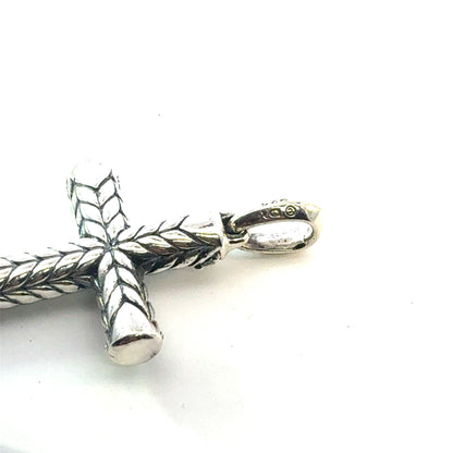 David Yurman Black Diamond Cross Pendant Sterling Silver Estate DY656