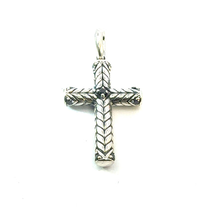 David Yurman Black Diamond Cross Pendant Sterling Silver Estate DY656