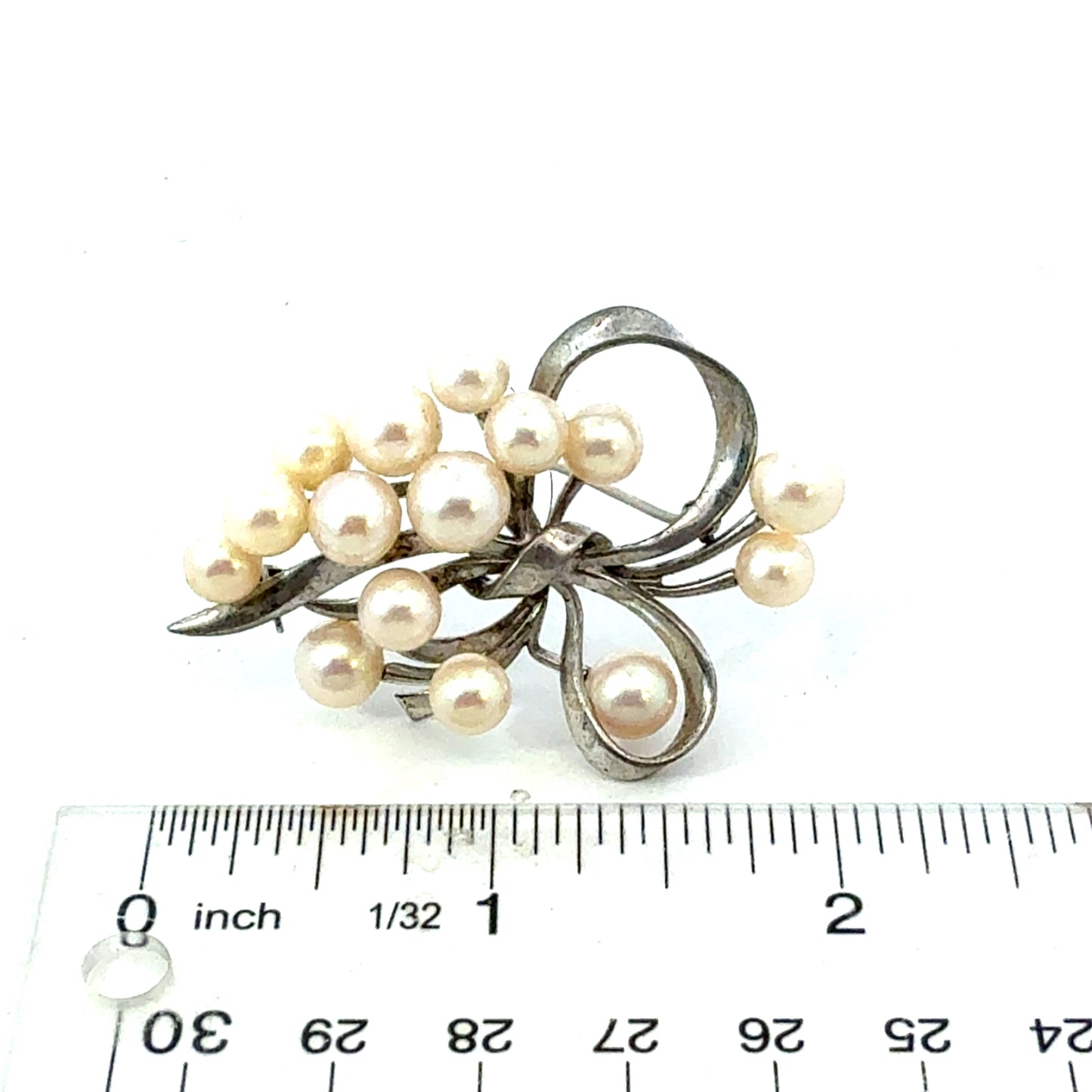 Mikimoto Akoya Pearl Brooch 7.2 mm Sterling Silver Estate M454