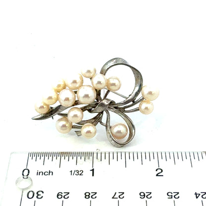 Mikimoto Akoya Pearl Brooch 7.2 mm Sterling Silver Estate M454