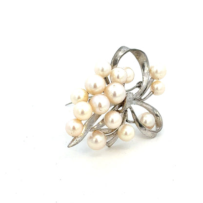 Mikimoto Akoya Pearl Brooch 7.2 mm Sterling Silver Estate M454