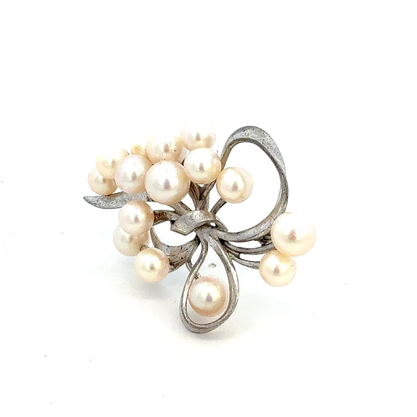 Mikimoto Akoya Pearl Brooch 7.2 mm Sterling Silver Estate M454