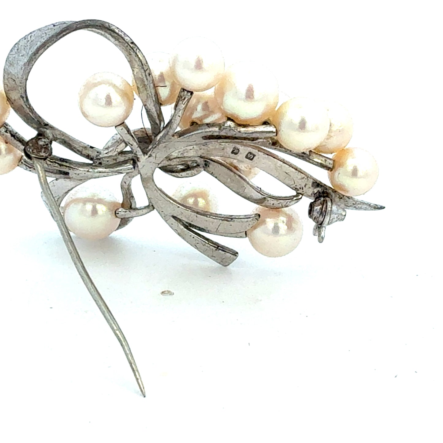 Mikimoto Akoya Pearl Brooch 7.2 mm Sterling Silver Estate M454