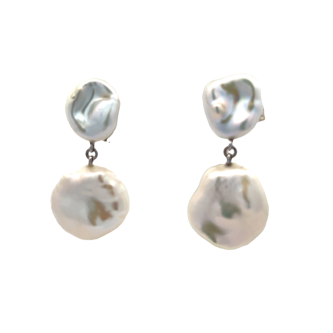 Fresh Water Pearl Dangle Earrings 14k White Gold Certified $799 018542