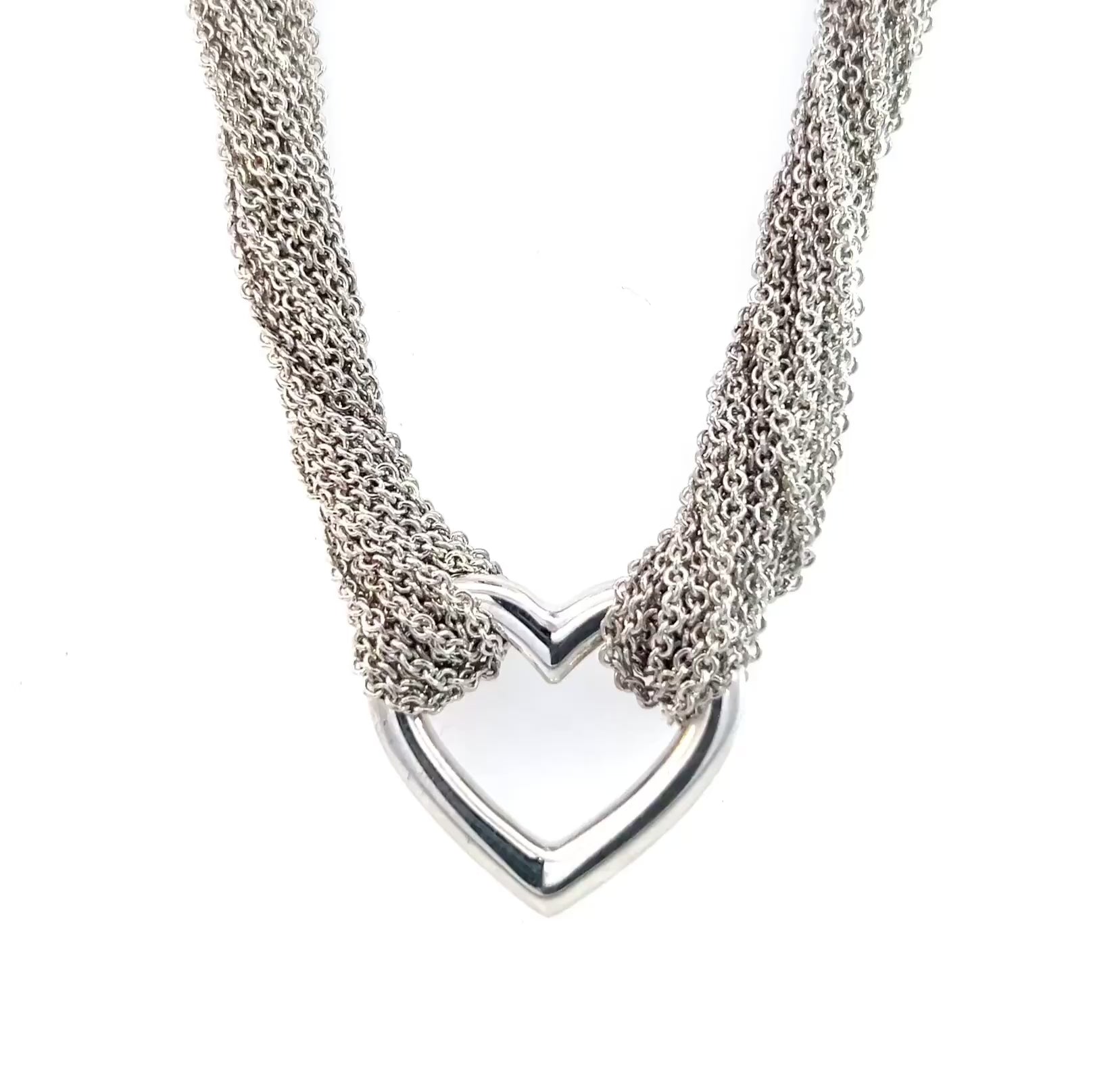 Tiffany & Co Estate Multi Strand Heart Toggle Necklace 15" Silver TIF749