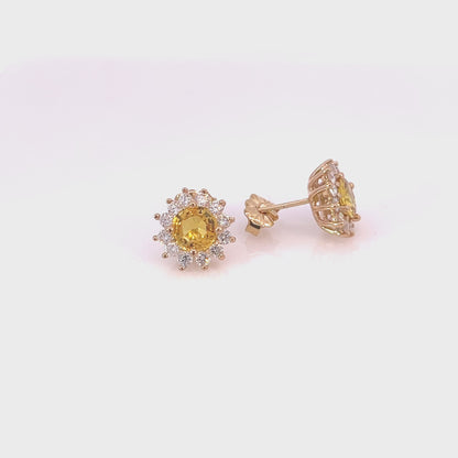 Natural Sapphire Diamond Stud Earrings 14k Yellow Gold 2 TCW Certified $4,975 211887